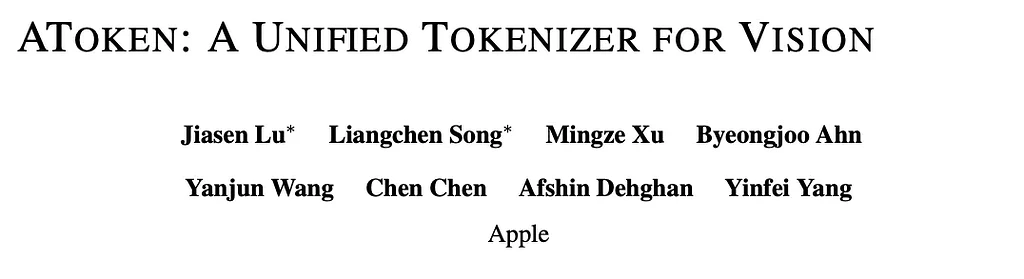 AToken：苹果统一图像、视频与3D视觉模态的里程碑式进展 - AI资讯 - 冷月清谈
