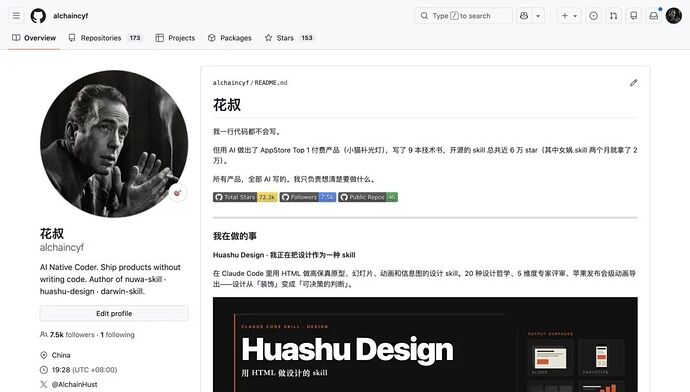 GitHub主页,开源项目累计7万多star